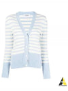 THOM BROWNE Women's Striped Jersey Hairy Silk Cashmere Cardigan Blue FKC490A Y8007 475 - THOM BROWNE - BALAAN