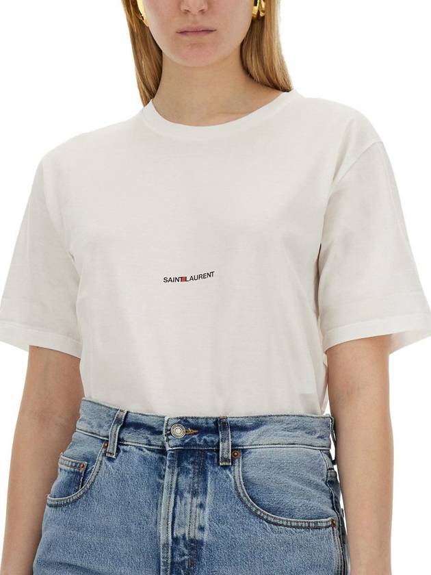 Rive Gauche Short Sleeve T-Shirt White - SAINT LAURENT - BALAAN 5