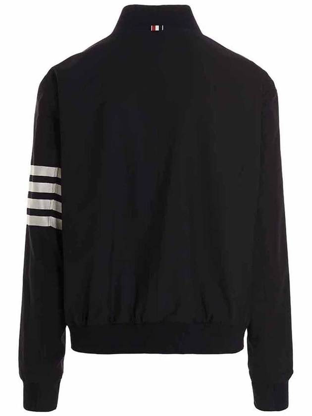 Diagonal Striped Knit Rib Blouson Bomber Jacket Navy - THOM BROWNE - BALAAN 3