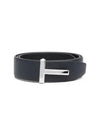 Sliver Soft Grain Leather T Icon Belt Dark Navy Black - TOM FORD - BALAAN 2