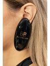 Oval Logo Plaque Earrings Black - BALENCIAGA - BALAAN 3