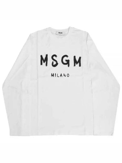 Milano Brushed Logo Long Sleeve T-Shirt White - MSGM - BALAAN 2