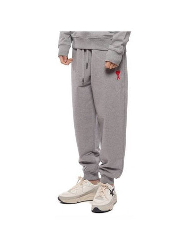 Heart Logo Jogger Pants Heather Grey - AMI - BALAAN 1