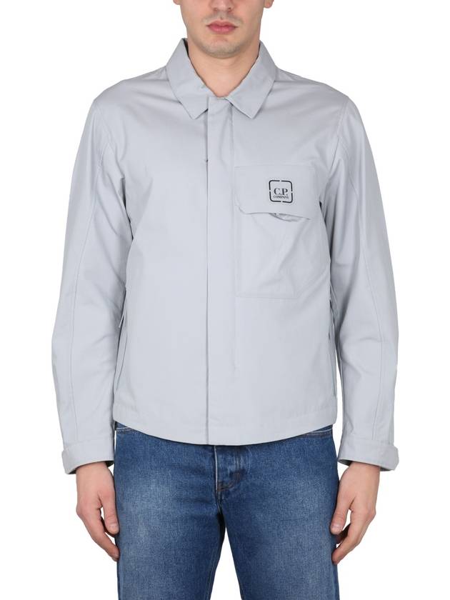 Metropolis Logo Patch Shirt Zip Up Jacket Grey - CP COMPANY - BALAAN 2