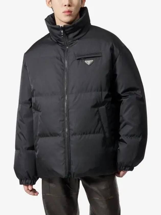 Medium-Length Re-Nylon Reversible Down Padded Jacket Black - PRADA - BALAAN 2