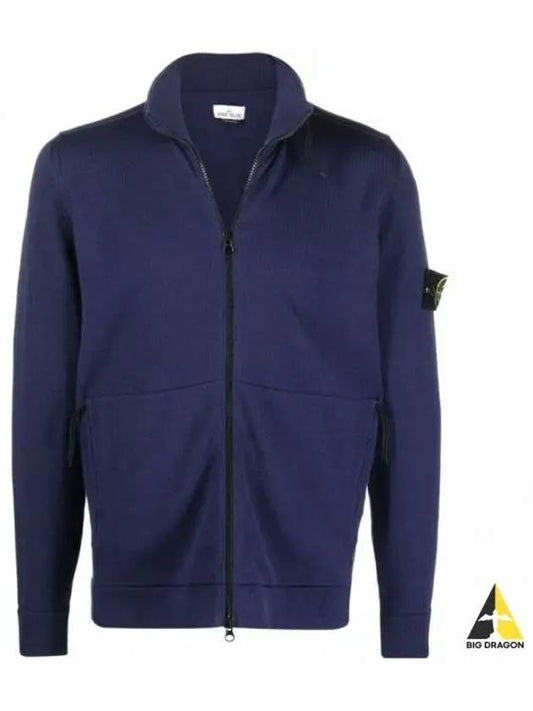 Logo Pacth Stretch Cotton Zip-up Cardigan Royal Blue - STONE ISLAND - BALAAN 2