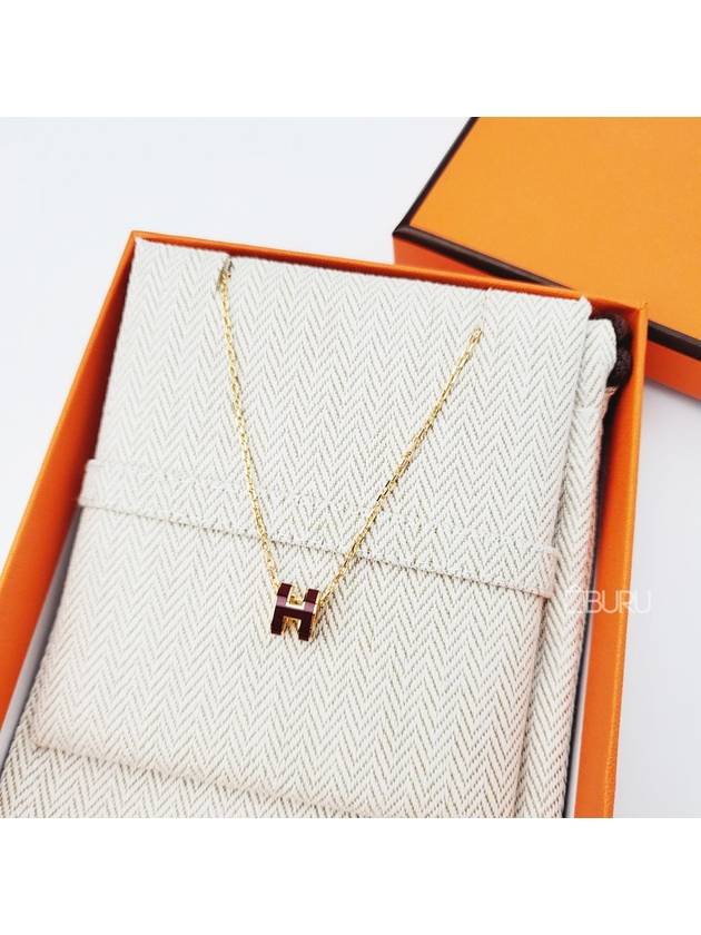 Mini Pop H Pendant Necklace Gold Rouge Ruby - HERMES - BALAAN 2