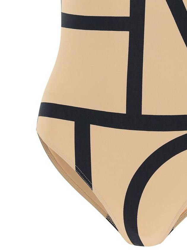 Monogram One-Piece Swimsuit Beige - TOTEME - BALAAN 4