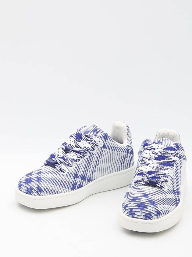 Box Check Print Leather Low Top Sneakers Royal Blue - BURBERRY - BALAAN 6