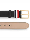 Men's Three Stripes Tab Pebbled Leather Belt Black - THOM BROWNE - BALAAN 3