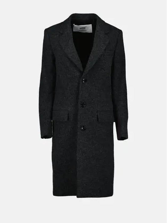 Men's Virgin Wool Single Coat Dark Grey - AMI - BALAAN 2