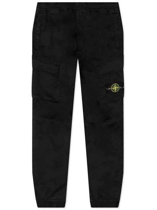 Stretch Cotton Wool Satin Cargo Pants Black - STONE ISLAND - BALAAN 2