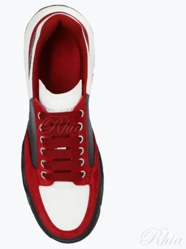 Color Block Leather Low Top Sneakers Red Black - ALEXANDER MCQUEEN - BALAAN 2