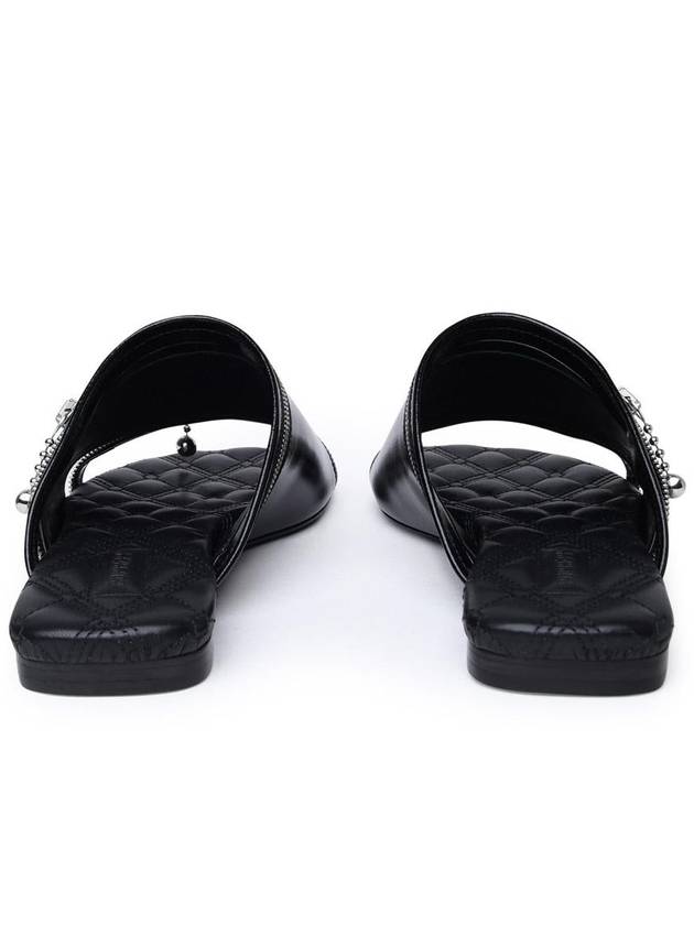 Peep Zipper Leather Slippers Black - BURBERRY - BALAAN 5