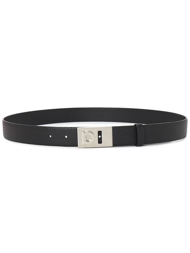 Men's Fixed Leather Belt Black - SALVATORE FERRAGAMO - BALAAN 3