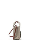 Woody Linen Canvas Calfskin Tote Bag White Brown - CHLOE - BALAAN 3