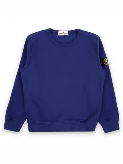 Kids Wappen Patch Organic Cotton Fleece Sweatshirt Blue - STONE ISLAND - BALAAN 2