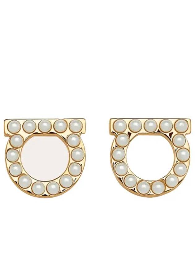 Gancini Pearl Earrings Gold - SALVATORE FERRAGAMO - BALAAN 2