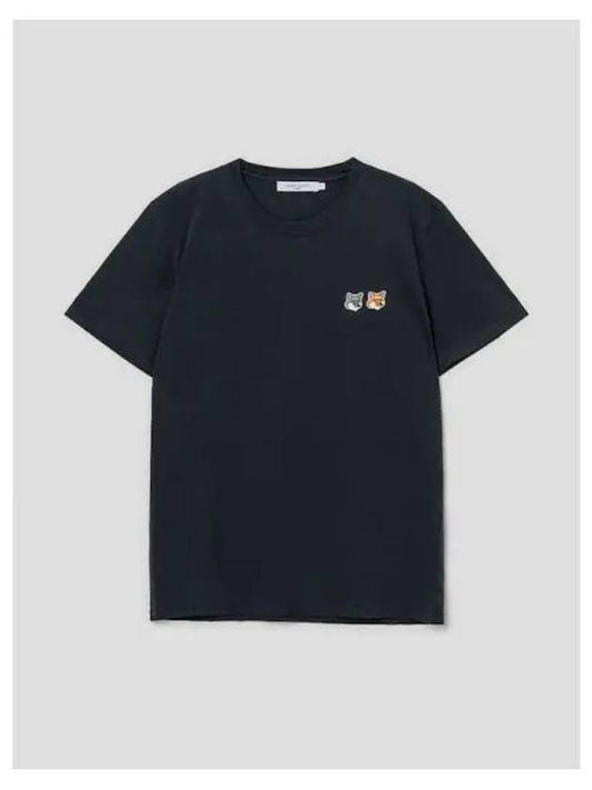 Unisex Double Foxhead Patch Classic T shirt Anthracite Domestic Product GM0022061597196 - MAISON KITSUNE - BALAAN 1