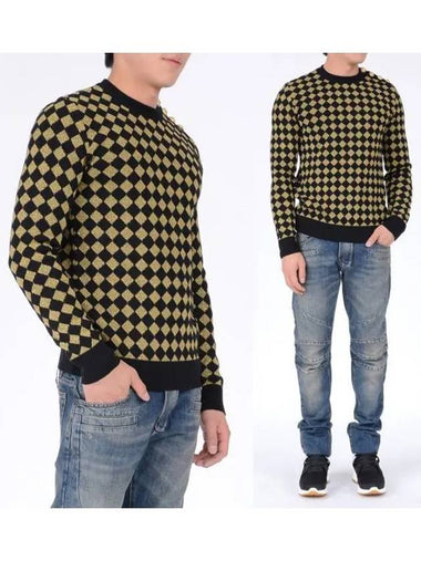 Men s Gold Button Check Knit W6HM654D687L 1761 16F 1213841 - BALMAIN - BALAAN 1