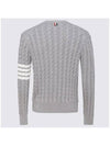 Diagonal Cable V-Neck Knit Cardigan Light Grey - THOM BROWNE - BALAAN 7