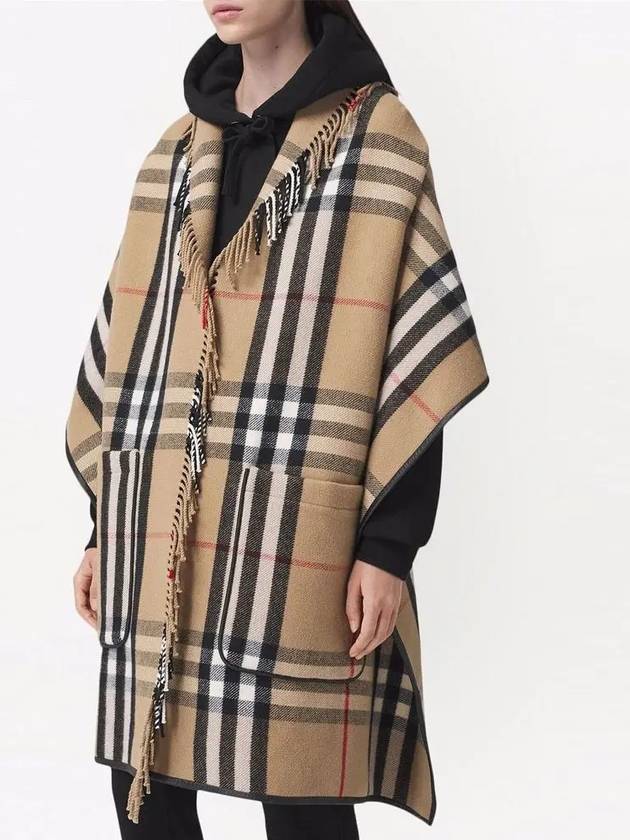 Exaggerated Check Wool Cashmere Cape Archive Beig - BURBERRY - BALAAN 4