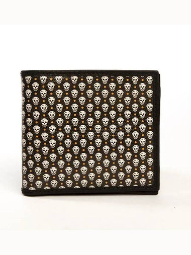 Mini skull pattern two way bifold wallet black - ALEXANDER MCQUEEN - BALAAN 1