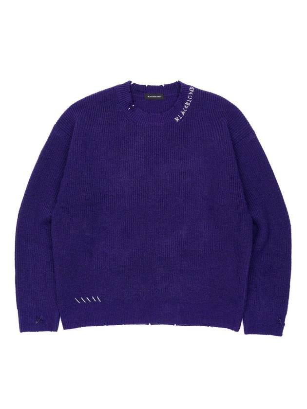 BBD Hand stitched Logo Ripped Sweater Purple - BLACKBLOND - BALAAN 2