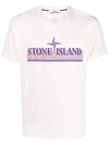 Tricromia One Print Garment Dyed Cotton Jersey Short Sleeve T-Shirt Light Pink - STONE ISLAND - BALAAN 3