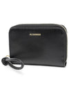 Logo Plaque Zip Round Calf Leather Coin Wallet Black - JIL SANDER - BALAAN 2