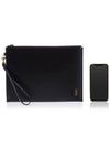 Tiny Cassandre Shiny Leather Zip Tablet Clutch Bag Black - SAINT LAURENT - BALAAN 7