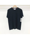 Classic Pique Rib Side Insert 4-Bar Short Sleeve T-Shirt Navy - THOM BROWNE - BALAAN 2