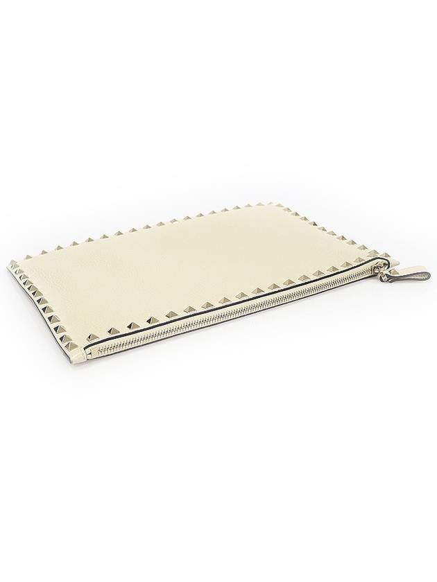 RW2P0269VSHI16 Ivory Stampa Alce Calfskin Gold Rockstud Pouch Clutch - VALENTINO - BALAAN 4