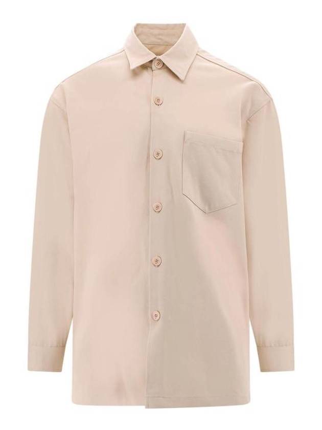 Back Logo Long Sleeve Shirt Beige - AMI - BALAAN 1