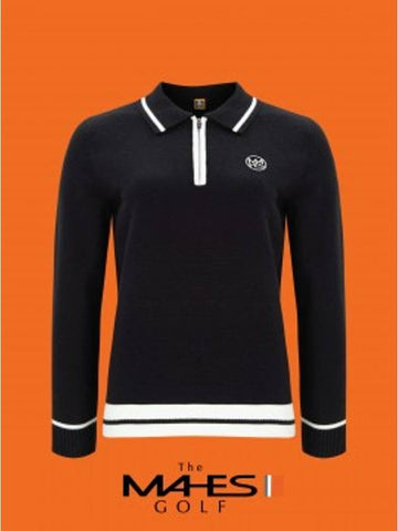 Knit Sweater Orange Label Chic Black Half Zip Up Collar Knit GN40388 - MAHES - BALAAN 1