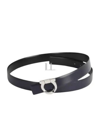 Gancini Reversible Leather Belt Blue - SALVATORE FERRAGAMO - BALAAN 2