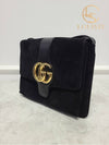 Used luxury goods Lewis It Black GG Marmont suede Ali shoulder bag - GUCCI - BALAAN 2