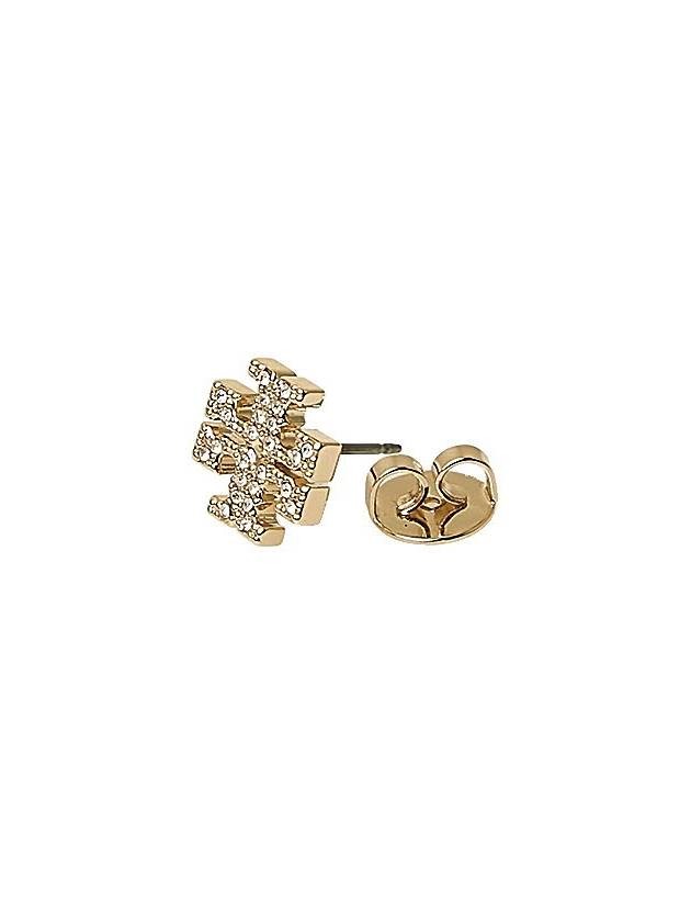 Crystal Logo Stud Earrings Gold - TORY BURCH - BALAAN 6