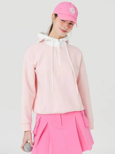 Windproof hooded half zip-up t-shirt PINK - MONBIRDIE GOLF - BALAAN 1