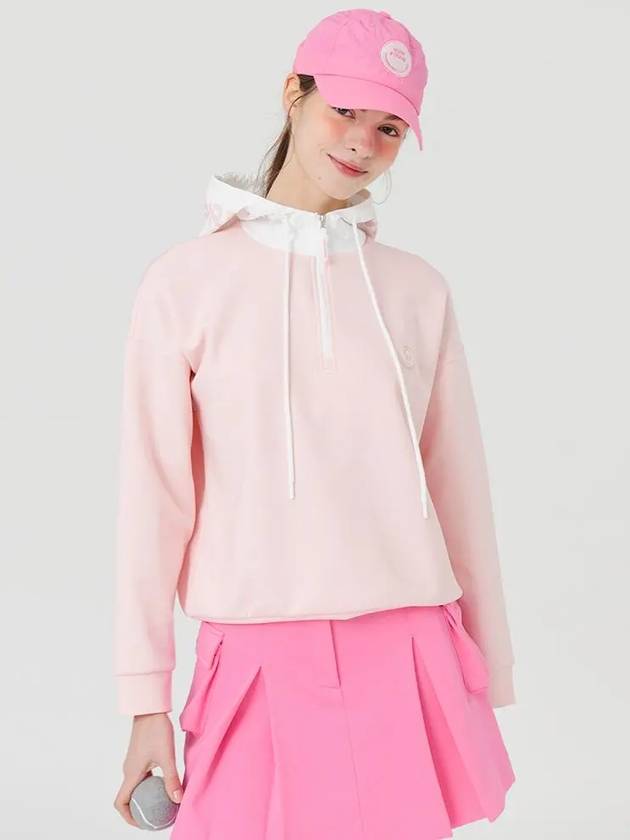 Windproof hooded half zip-up t-shirt PINK - MONBIRDIE GOLF - BALAAN 4