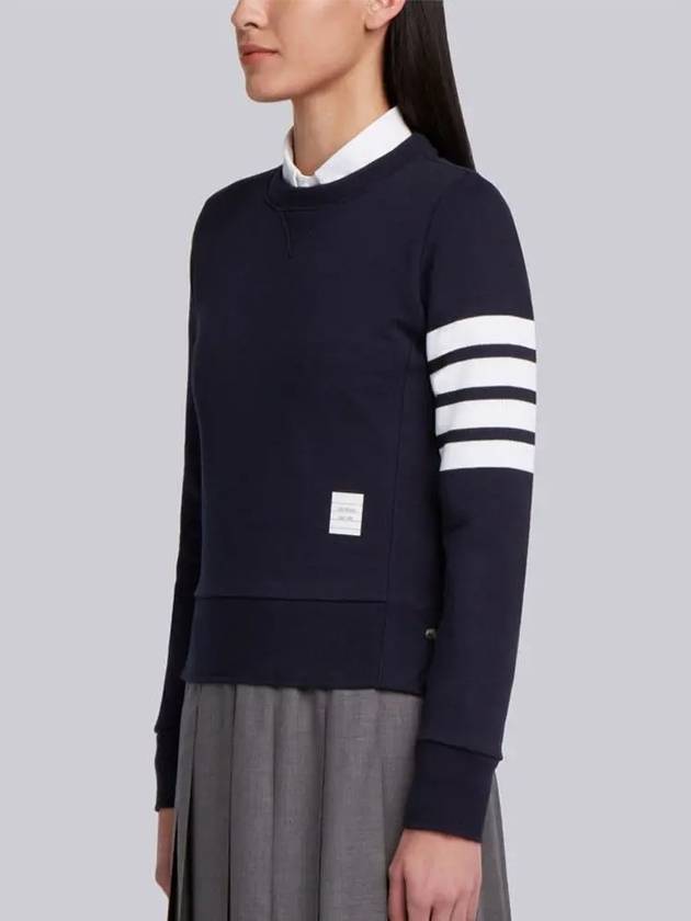 Engineered 4 Bar Stripe Loopback Jersey Knit Crewneck Sweatshirt Navy - THOM BROWNE - BALAAN 3