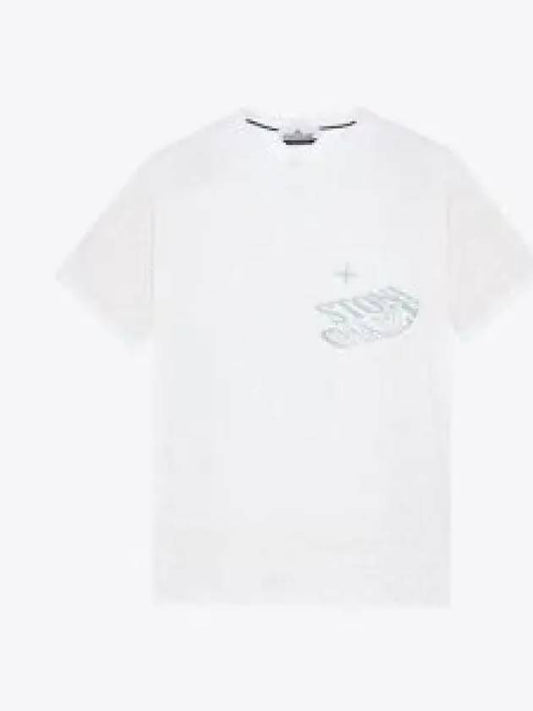 Lettering Logo Print Pocket Short Sleeve T-shirt White - STONE ISLAND - BALAAN 2