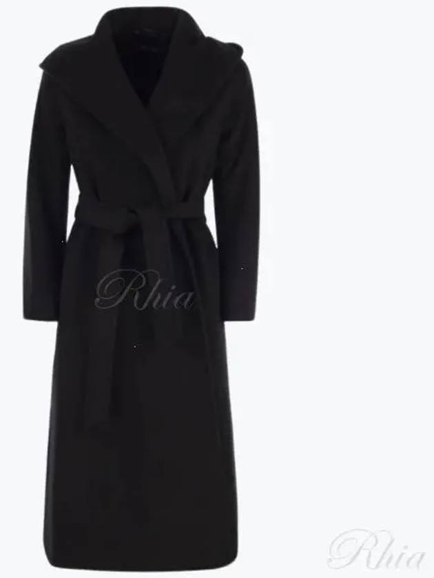 Women's Bdanton Silk Tone Long Wool Hooded Single Coat Black - MAX MARA - BALAAN 2