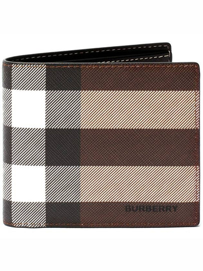 Check Leather International Bifold Wallet Dark Birch Brown - BURBERRY - BALAAN 2