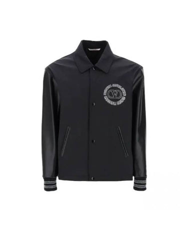 V Logo Nylon Bomber Jacket Black - VALENTINO - BALAAN 1