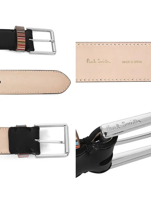 Signature Striped Leather Belt Black - PAUL SMITH - BALAAN 4