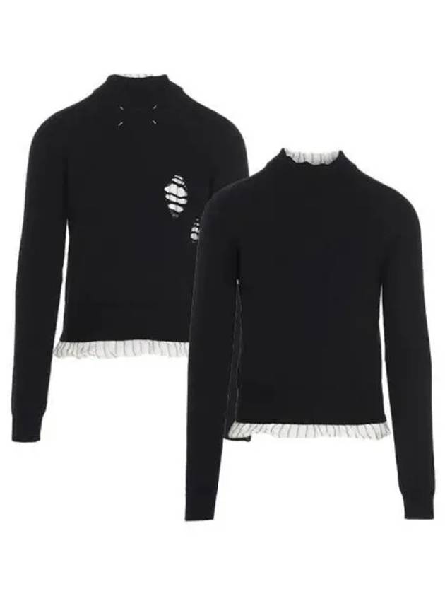 Vintage Layered Damage Wool Knit Top Black - MAISON MARGIELA - BALAAN 2