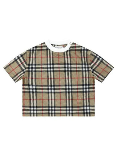 Kids Vintage Check Mesh Short Sleeve T-Shirt Beige - BURBERRY - BALAAN 1