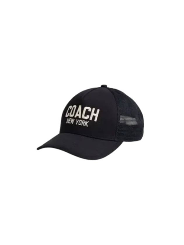 Logo Trucker Ball Cap Black - COACH - BALAAN 1