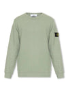 Brushed Cotton Fleece Garment Dyed Crewneck Sweatshirt Sage Green - STONE ISLAND - BALAAN 2